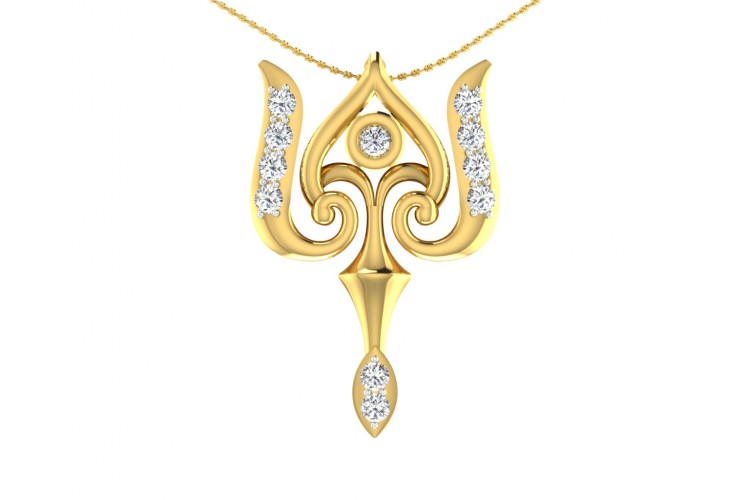Auspicious Shiv Trident Pendant in Gold